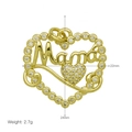 Detail showing 22mm by 24mm gold heart pendant with Mamá lettering and zircon inlay - Mamá Script Hollow Style (DN250313-C) (Pendant Only (Without Chain))