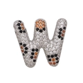 Detailed macro view of letter W bubble pendant with multi-color cubic zirconia stones - Letter W Pendant Only (Without Chain) (DN250302-W)