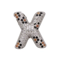 Detailed close-up of letter X bubble pendant with inlaid orange and black zircon stones - Letter X Pendant Only (Without Chain) (DN250302-X)