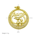 Detailed macro view of Mama heart pendant with cat silhouette and white zircon inlay - Mama and Two Cats Style (DN250313-E) (Pendant Only (Without Chain))