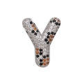 Detailed macro view of letter Y pendant with silver base and tricolor leopard zircon pattern - Letter Y Pendant Only (Without Chain) (DN250302-Y)