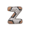 Detailed macro view of letter Z bubble pendant with white, black and orange zircon stones - Letter Z Pendant Only (Without Chain) (DN250302-Z)