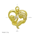 18k gold plated MAMA heart pendant with zircons, dimensions 20mm by 24mm, weight 2.2g - Mother and Child Heart Style (DN250312-A) / Pendant Only