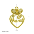 18k gold plated heart Mama pendant with bow knot and cubic zirconia details - Bowknot Heart Mama Style (DN250312-D) / Pendant Only