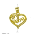 18k gold plated heart pendant with MAMA lettering and sparkling zircon stones - Hollow Heart Mama Style (DN250312-F) / Pendant Only