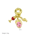 Dettaglio del set di ciondoli con bicchiere di vino smaltato rosso e nota musicale d'oro - Stile Calice E Maschera (Pendant Only (Without Chain)) (DB250505-A)