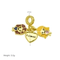 Detalle de dije dorado con corazón 'Forever' y figuras de niñas en esmalte de colores - Colgante Corazón Niña Dibujos Animados Solo (Sin Cadena) / DB250507-B / 0,6