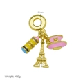 Detail showing 31mm height and 4.6g weight of enamel Eiffel Tower charm pendant - Tower Tea Cup Building Set (DB250509-C) / Pendant Only (Without Chain)
