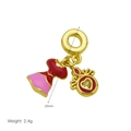 Dettaglio ciondolo vestito DIY in smalto rosso e zircone, altezza 26mm e peso 2,4g - Stile Vestito da Principessa (Pendant Only (Without Chain)) (DB250505-C)