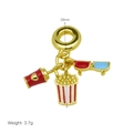 Detail of a cinema-themed gold charm featuring a popcorn bucket and 3D glasses - Popcorn Soda 3D Glasses Set (DB250509-D) / Pendant Only (Without Chain)