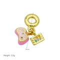 Detail view of pink gamepad charm and zircon square pendant with 25mm height dimension - Gamepad Style (Pendant Only (Without Chain)) (DB250505-E)