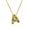 Golden bubble letter A pendant necklace with colorful cubic zirconia and python pattern - Letter A (Pendant Only (Without Chain))