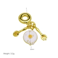 Creative fried egg pendant charm with miniature spoon and fork in gold-plated finish - Creative Fried Egg Tableware Style (DB250514-D)