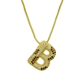 Golden box chain necklace featuring a balloon letter B pendant with colorful zircons - Letter B (Pendant Only (Without Chain))