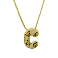Gold-plated letter C pendant necklace with vibrant multi-color zircon pavé setting - Letter C (Pendant Only (Without Chain))