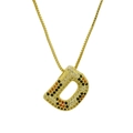 Gold letter D necklace pendant with colorful cubic zirconia stones and box chain - Letter D (Pendant Only (Without Chain))