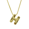 Goldene H-Initialen-Halskette mit bunten Zirkonia-Steinen im Schlangenmuster-Stil - Buchstabe H (Nur Anhänger (Ohne Kette))