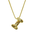 Halskette mit I-Anhänger aus Gold, besetzt mit bunten Zirkoniasteinen und Boxkette - Buchstabe I (Nur Anhänger (Ohne Kette))