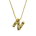Goldene Kette mit Buchstabe N Anhänger, bunten Zirkonia und Blasen-Muster-Details - Buchstabe N (Nur Anhänger (Ohne Kette))