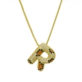 Goldene Halskette mit Buchstabe R Anhänger und Zirkonia im Leopardenmuster Design - Buchstabe R (Nur Anhänger (Ohne Kette))