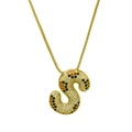 18K Gold S-Buchstaben-Anhänger mit bunten Edelsteinen, Leopardenmuster und Box-Kette - Buchstabe S (Nur Anhänger (Ohne Kette))
