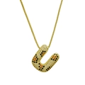 Goldene Halskette mit U-Buchstaben-Anhänger und bunten Zirkonia-Steinen im Design - Buchstabe U (Nur Anhänger (Ohne Kette))