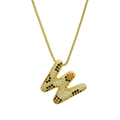 Goldene Halskette mit Buchstaben-W-Anhänger und bunten Zirkonia im Leopardenmuster - Buchstabe W (Nur Anhänger (Ohne Kette))