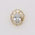 Macro view of gold pendant with large oval stone and halo of round crystals - April (Pendant Only (Without Chain))