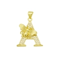 Detailed view of 18k gold plated letter A pendant with bee and cubic zirconia stones - Letter A Style (DN250616-A) (Pendant Only (Without Chain))