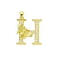 Detailansicht Goldanhänger Buchstabe H mit Zirkonia-Besatz und kleiner Biene - Buchstabe H Stil (DN250616-H) (Anhänger Ohne Kette)