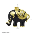 Gedetailleerde afmetingen van olifantenhanger met 37 mm breedte en 34 mm hoogte - Zwarte Hanger Zonder Ketting (DN250704-C)