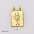 Detail of 18K gold plated rectangular pendant with fish relief and 18mm by 29mm dimensions - Rectangular Fish Relief (DN250708-E)