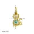 Detailed view of luxury cat pendant with green heart stone and zircon pave setting - Cat - Green Heart Gemstone - Pendant Only (Without Chain)