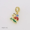 Detailed macro view of a snail and mushroom charm with red enamel and sparkling cubic zirconia - Mushroom Snail Style (DB250703-B)