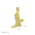 Dettaglio del ciondolo a tacco alto placcato oro 18K con zirconi e misure del prodotto - Stile Pavé di Zirconia (DN250720-A/Solo Ciondolo)