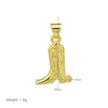 Dettaglio del ciondolo a stivale da cowboy placcato oro 18K con stelle in zircone - Stile Cinque Stelle Zirconia (DN250720-B/Solo Ciondolo)