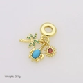 Detailed view of tropical charms featuring a coconut tree, sea turtle, and sun pendant - Tropical Palm Turtle Sun Style (DB250703-E)