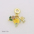 Detail of beach charms with purple zircon flower, yellow straw hat, and blue plane - Flower Straw Hat Airplane Style (DB250703-F)