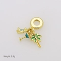 Detailed view of 2.9g gold charm with airplane, cocktail, and palm tree pendants - Airplane Cocktail Palm Style (DB250703-G)