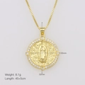 Detail showing Virgin Mary pendant with cubic zirconia inlay and exact product measurements - Virgin Mary Round Style (DN250722-F)