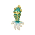 Colgante de pez dorado en esmalte turquesa con chapado en oro de 18 quilates y escamas - Cian Grande (DN250813-G) Colgante Solo (Sin Cadena)
