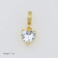 Vista dettagliata di un ciondolo a forma di cuore in zirconia dorata con cristalli - Stile Cuore Strass Ciondolo Solo (Senza Catena) (DB250810-G)