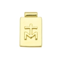 Detailed close-up of 18K gold-plated rectangular Miraculous Medal pendant with religious symbol - Virgin Mary Symbol Pendant Only (Without Chain) (DN250815-A)