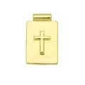 Detailed macro view of a rectangular 18K gold-plated cross pendant with bail - Latin Cross Pendant Only (Without Chain) (DN250815-B)