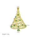 Dettaglio pendente albero di Natale dorato con pietre verdi, altezza 41mm e peso di 5,2g - Ciondolo Albero di Natale Svuotato con Bordo in Zirconia Verde Solo (Senza Catena) (DN250817-E)