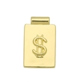 Detailed close-up of a polished gold-plated rectangle pendant with a raised dollar sign $ symbol - Dollar Sign Pendant Only (Without Chain) (DN250815-D)