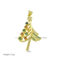 Ciondolo albero di Natale dettagliato in oro 18K con zirconi colorati e dimensioni - Ciondolo Albero di Natale Curvo in Zirconia Multicolore Solo (Senza Catena) (DN250817-F)