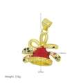 Dettaglio del ciondolo a campana dorato con zirconi colorati e fiocco in smalto rosso - Ciondolo Campana con Fiocco in Smalto Rosso Solo (Senza Catena) (DN250817-G)