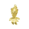 Colgante de pez dorado con ojos de piedras rojas y detalles en chapado de oro 18K - Verde Grande (DN250813-A) Colgante Solo (Sin Cadena)