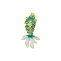 Colgante de pez koi chapado en oro de 18K con esmalte verde y blanco y anilla - Cian Mediano (DN250813-H) Colgante Solo (Sin Cadena)